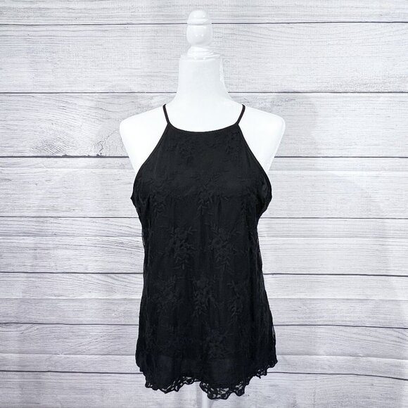 New York & Company Tops - New York & Company Lace Tank | Black | Halter | Small | Round Neck | Women's